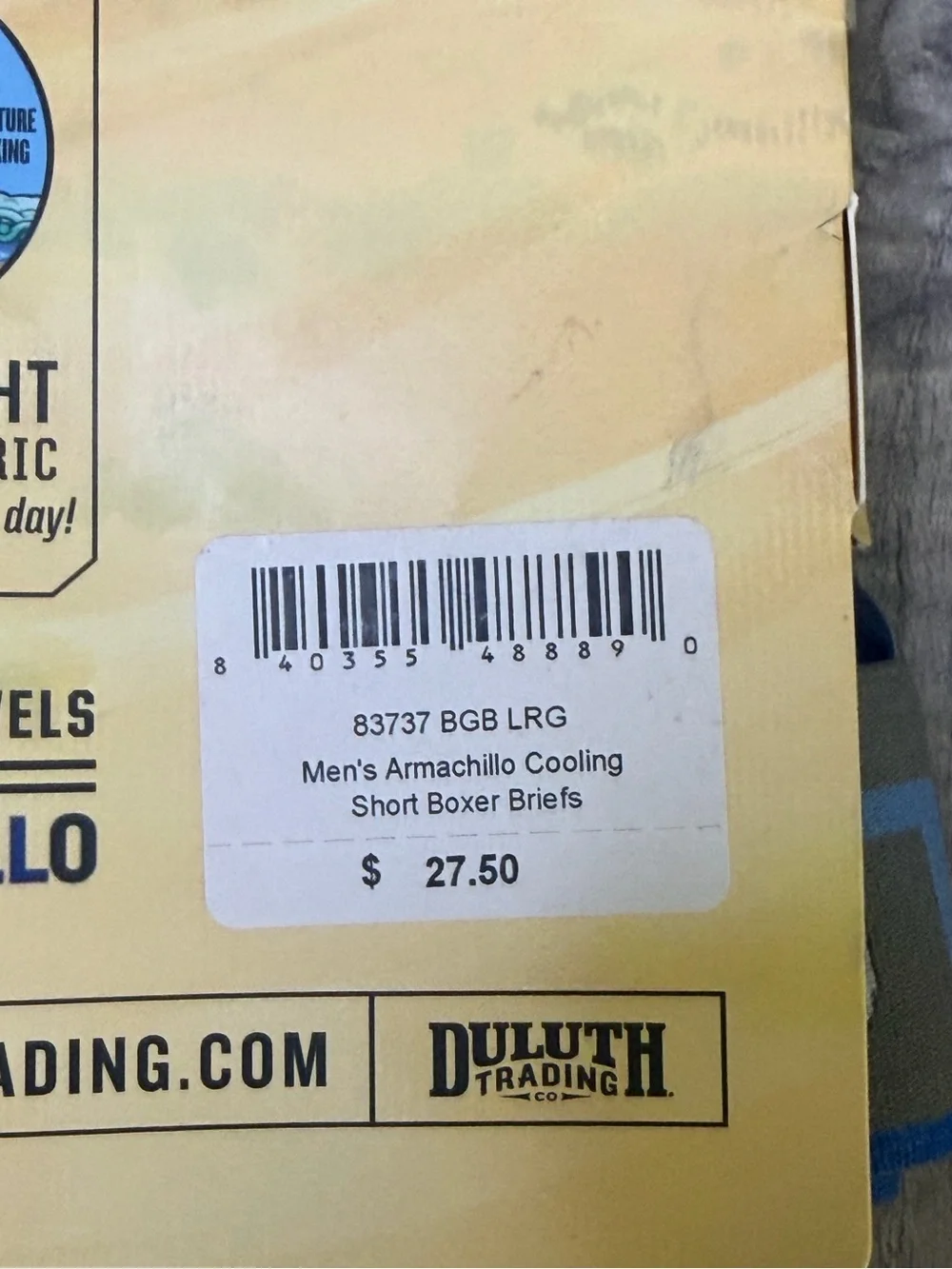 Duluth Trading Armachillo Cooling Short Boxer Briefs Blue Grey Mens Large NEW